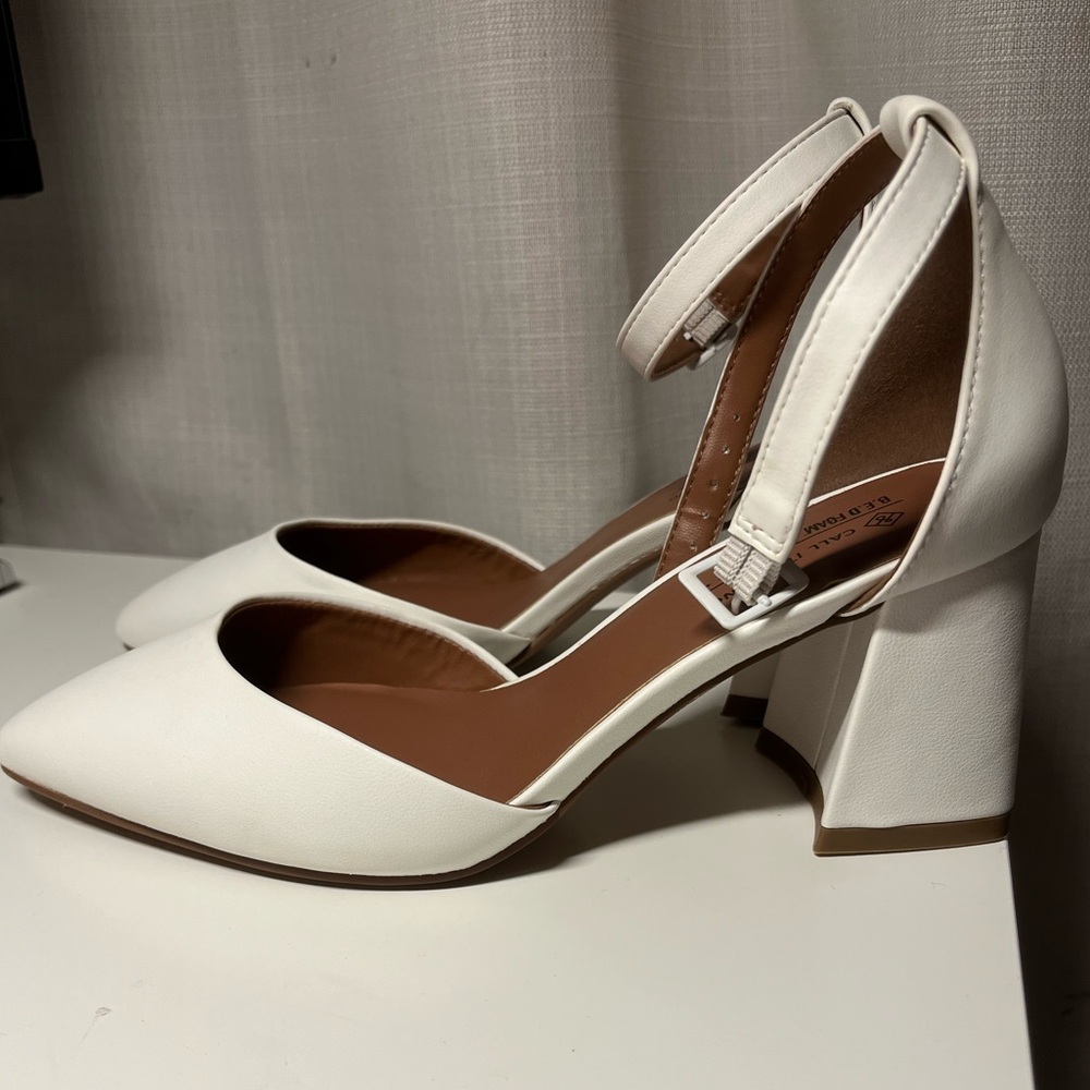 Call it spring ankle strap point toe block heel